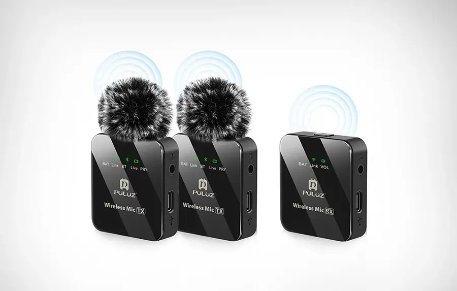 System mikrofonów bezprzewodowych Puluz Wireless Lavalier Microfone (2 TX + 1 RX)